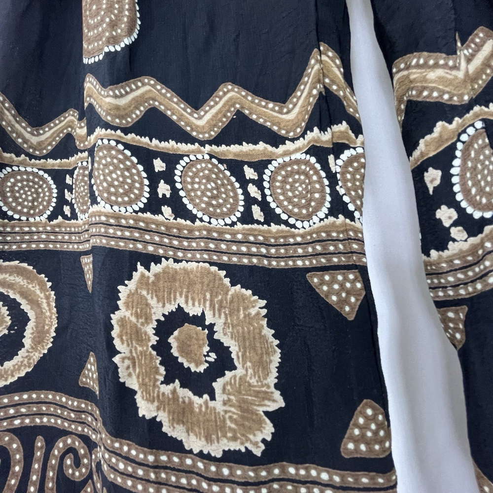 Caribbean Pacific Boho Wide Leg Pants Black Gold Beaded Rayon Size L - Picture 5 of 16